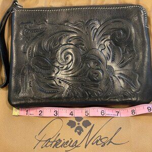 PATRICIA NASH BLACK LEATHER, HAND BAG, SIZE MEDIUM